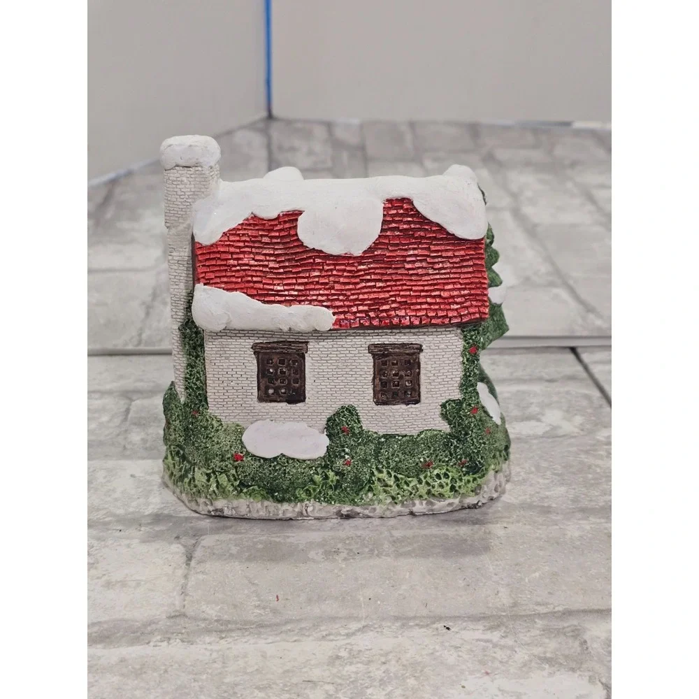 O'Well China Red Barn Silo Christmas Village House 1997 w/ white brick‎ house